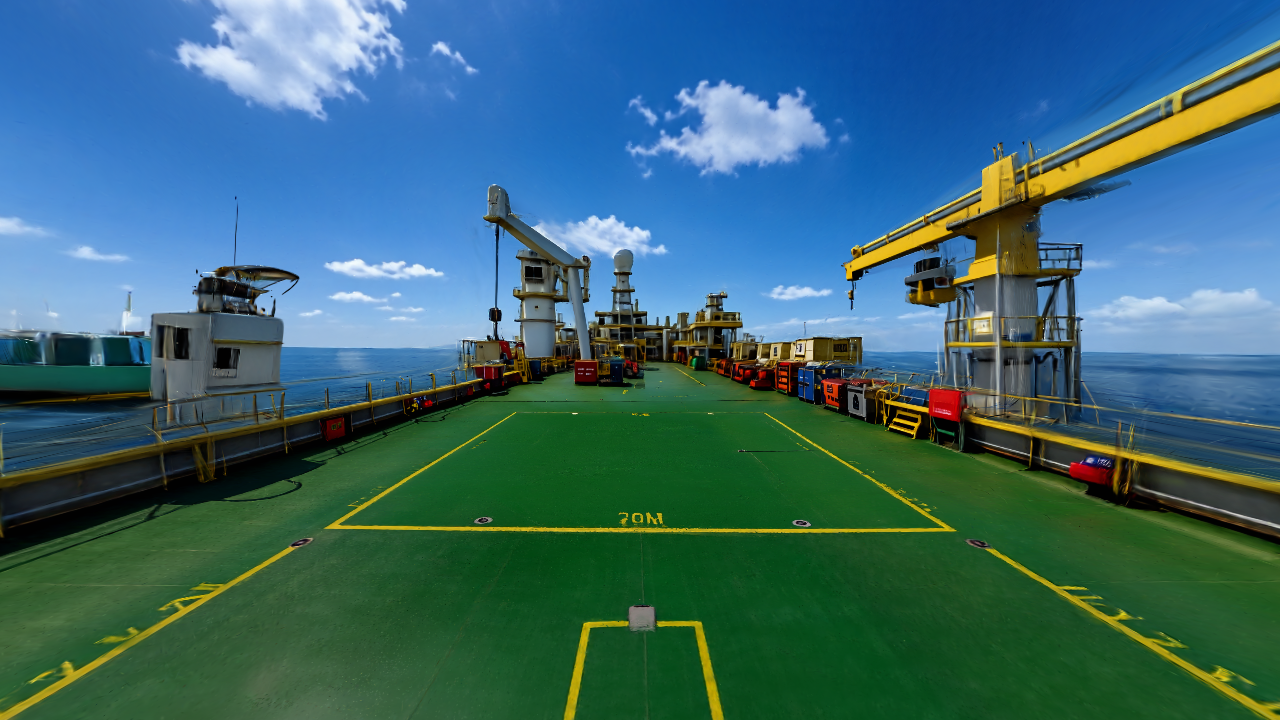 A navigable offshore production deck used in the EON Worlds demo