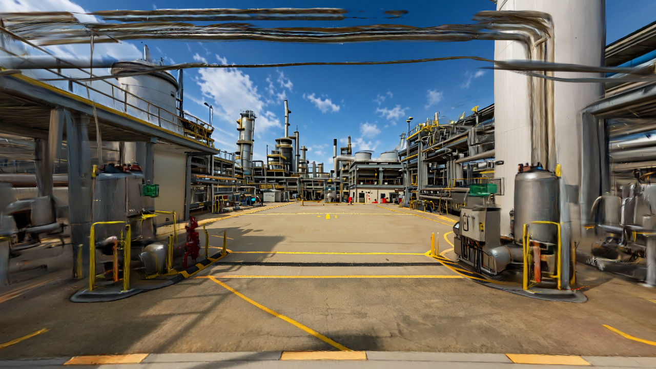 A navigable refinery process yard used in the EON Worlds demo