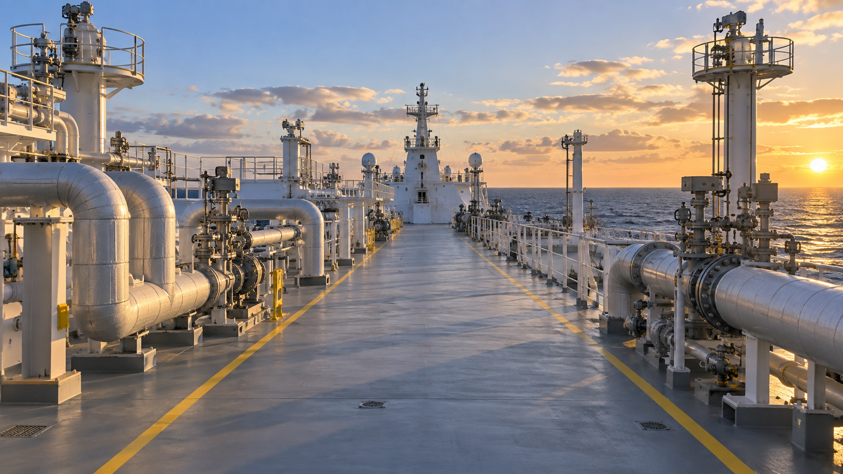 Illustrative concept picture of an LNG carrier deck